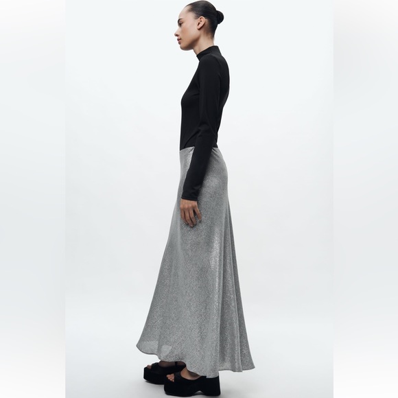 ZARA SHIMMERY LONG SKIRT ZW COLLECTION - Picture 6 of 11